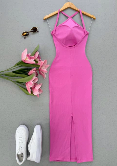 Vestido Ribana midi liso - comprar online