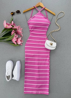Vestido Ribana midi listrado