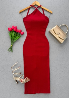 Vestido Ribana midi liso na internet