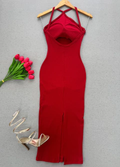 Vestido Ribana midi liso - Glamix 