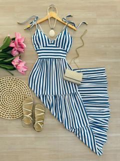 Vestido longo listrado