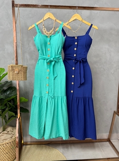 Vestido botões midi verde água - Glamix 