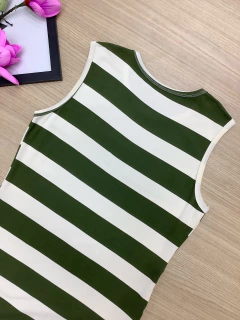 Vestido midi listrado verde - comprar online