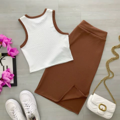 Conjunto canelado marrom - comprar online