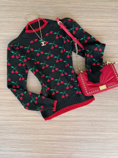 Blusa tricot cereja