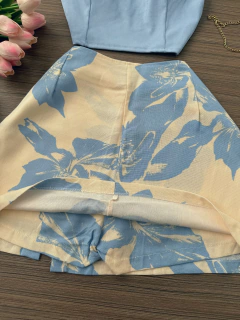 Saia/shorts linho estampado - comprar online