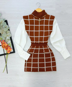 Conjunto cropped e saia tricot - Glamix 