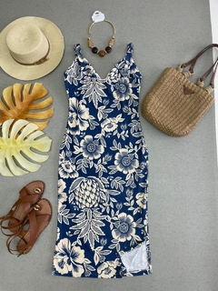 Vestido midi Canelado estampado na internet