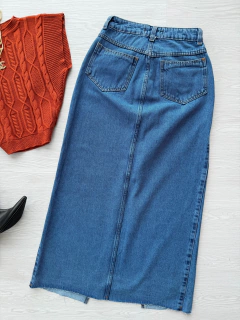 Saia jeans mídi recorte - comprar online