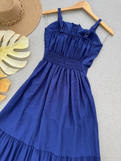 Vestido botões midi azul marinho - Glamix 