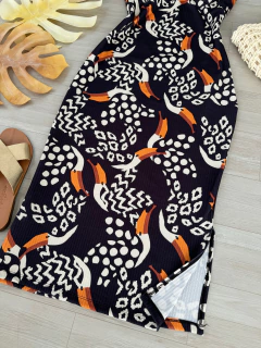 Vestido midi Canelado estampado - comprar online