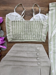 Conjunto camisa e Crooped linho verde claro - comprar online