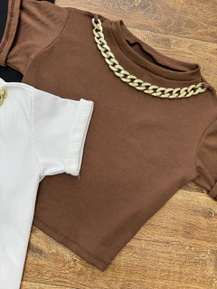 Cropped basic canelado correntes manga - comprar online