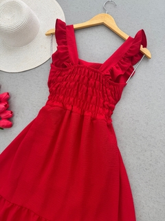 Vestido longo vermelho manguinha - comprar online