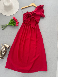 Vestido longo manga nula vermelho - comprar online