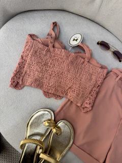 Conjunto shorts e cropped crochê Sarah - loja online