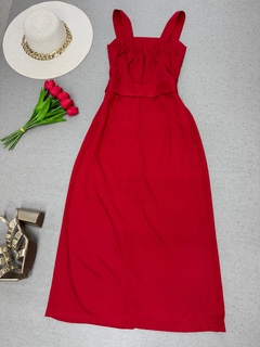 Vestido midi com cinto vermelho - Glamix 