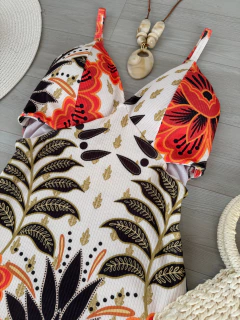 Vestido midi Canelado estampado - comprar online