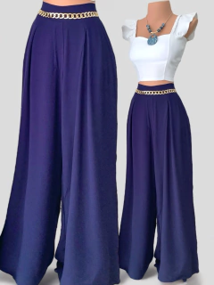 Calça Pantalona azul marinho - comprar online