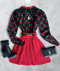 Saia tricot mousse vermelha