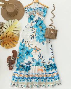 Vestido longo estampado - comprar online