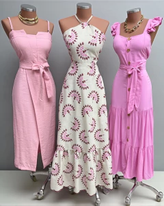 Vestido longo linho bordado - loja online