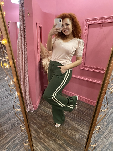 Calça Bella tricot verde oliva - comprar online