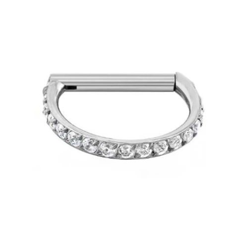 Argola D Clicker Titânio Cravejado com Pedras 1.2mm TIT-01