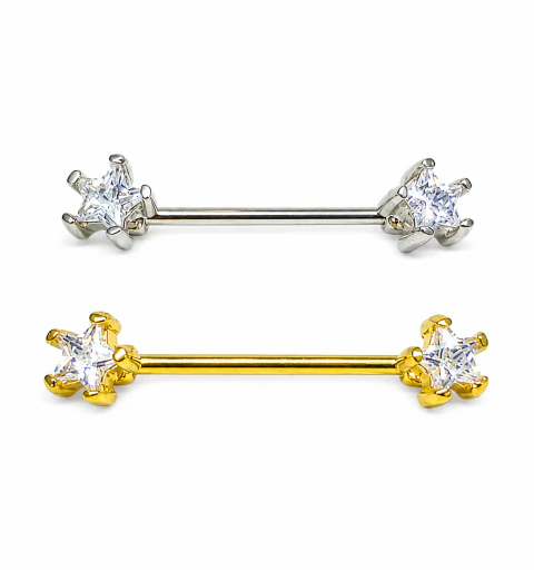 Mamilo BANHADO com Pedras Desenho Estrela (Micro Bell) BNH-19