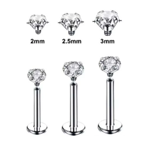 Labret Titânio 1.2mm com Pedra Cravejada TIT-09