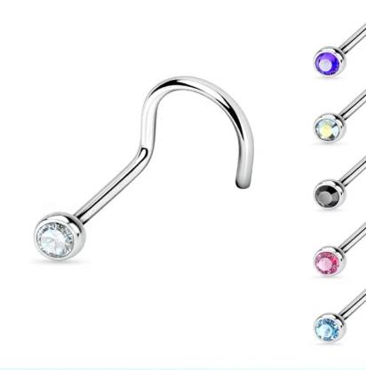 Nostril Aço Cirúrgico 0.6mm com Pedra ACO-07