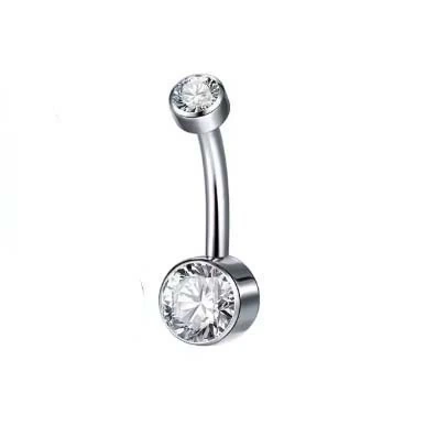 Banana Bell Flat Titânio 1.6mm com Pedra BRANCA Rosca Interna (Umbigo) TIT-09