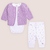 Conjunto Lilas: body, pantalon y saquito de hilo