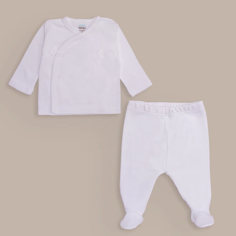 Ajuar de nacimiento blanco: batita y ranita - comprar online