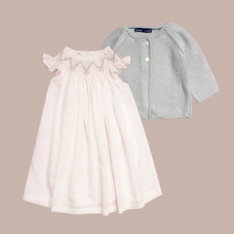 Caja regalo Rufina: vestido punto smock y saquito - comprar online