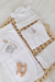 Ajuar pima blanco orejitas: Body, pantalon, gorro orejitas y manta - comprar online