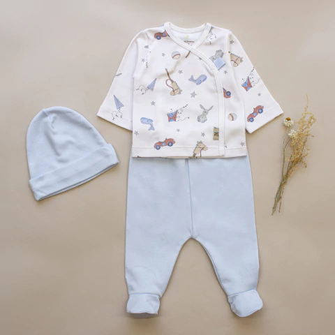 Conjunto London: batita, ranita y gorro pima cotton - comprar online