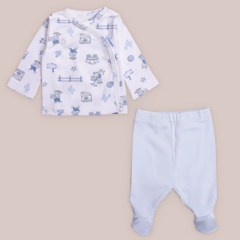 Ajuar Vaqueros: Batita mangas largas y ranita pima cotton