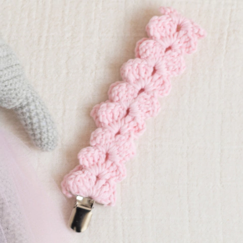 Portachupete tejido rosa bebe