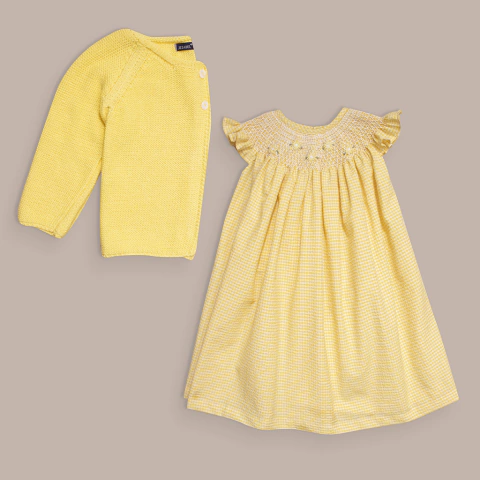 Caja regalo Penelope: vestido punto smock y saquito - comprar online