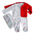 Conjunto de macacão duplo bordado berries com Casaco bebê Jacquard de Algodão Pima Peruano Vermelho e manta na estampa de berries