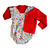Conjunto para Bebê com Jardineira curta estampa Spring  e casaco de Jacquard Vermelho  ambos em Algodão Pima Peruano