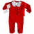Conjunto de roupinha de Bebê com Jumping e  casaco Jacquard de Algodão Pima Peruano Vermelho e body branco com gola da estampa de berries