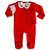 Conjunto de roupinha de bebê deJumping e casaco Jacquard de Algodão Pima Peruano Vermelho e body branco com gola bordada de flores coloridas - opção saída de maternidade