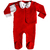 Conjunto de roupinha de bebê deJumping e casaco Jacquard de Algodão Pima Peruano Vermelho e body branco com gola bordada cereja - opção saída de maternidade