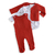Conjunto com Jumping e  Casaco bebê Jacquard de Algodão Pima Peruano Vermelho e body Kimono família urso