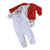 Conjunto de roupinha para Bebê com Jumping Branca e Casaco ambos Jacquard de Algodão Pima Peruano Vermelho e body Kimono Amazônia em algodão pima
