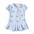 Vestido Body Vichy Celeste com bordados de Tênis