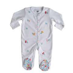 Macacão Bordado em tecido Duplo de Algodão Pima