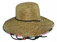 Capelina Sombrero De Paja Bajo Ala Estampada
